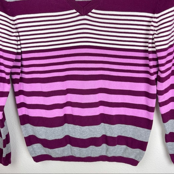 Tommy Hilfiger Long Sleeve V-Neck Stripe Sweater - Picture 6 of 10